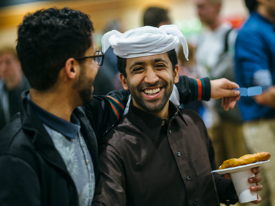 Students at the international food bazaar hosted by the MSU Office of International Programs