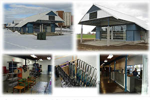 Various photos of the Outdoor Recreation Building