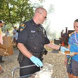 police handing out food