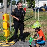 police posing at playground