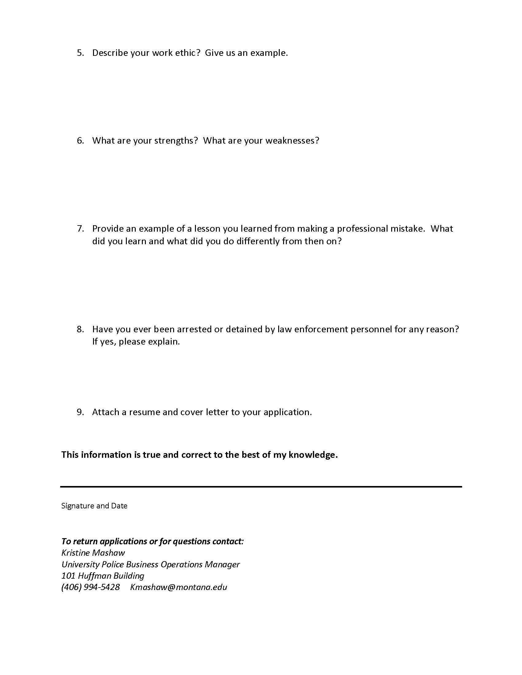 Student Employee Application Page 2