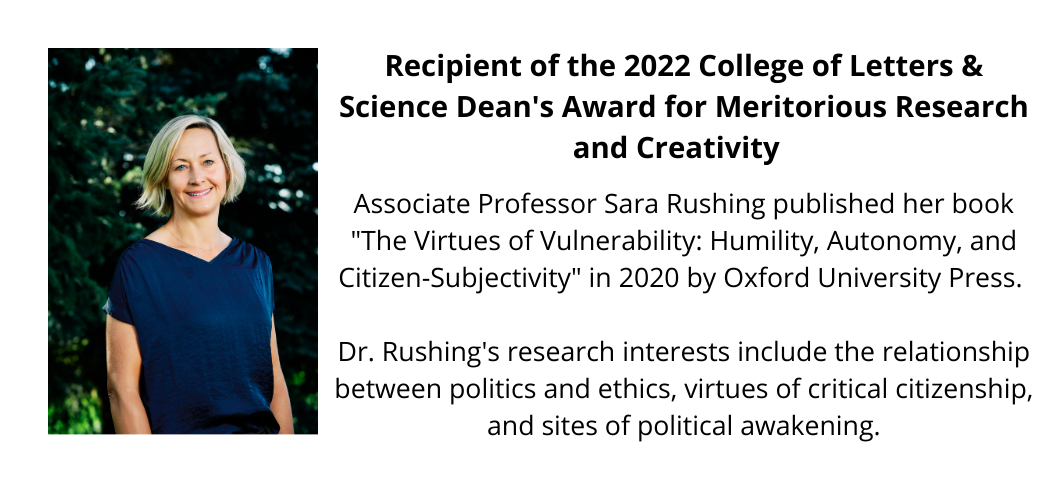 Recipient of the 2022 College of Letters & Science Dean's Award for Meritorious Research and Creativity