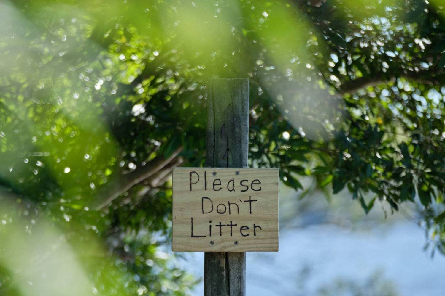 A Sing with "Please Don't Litter" Engraved