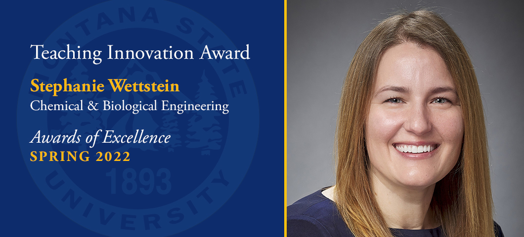Teaching Innovation Award: Stephanie Wettstein, Spring Awards of Excellence, Academic Year 2021-22. Portrait of Stephanie Wettstein