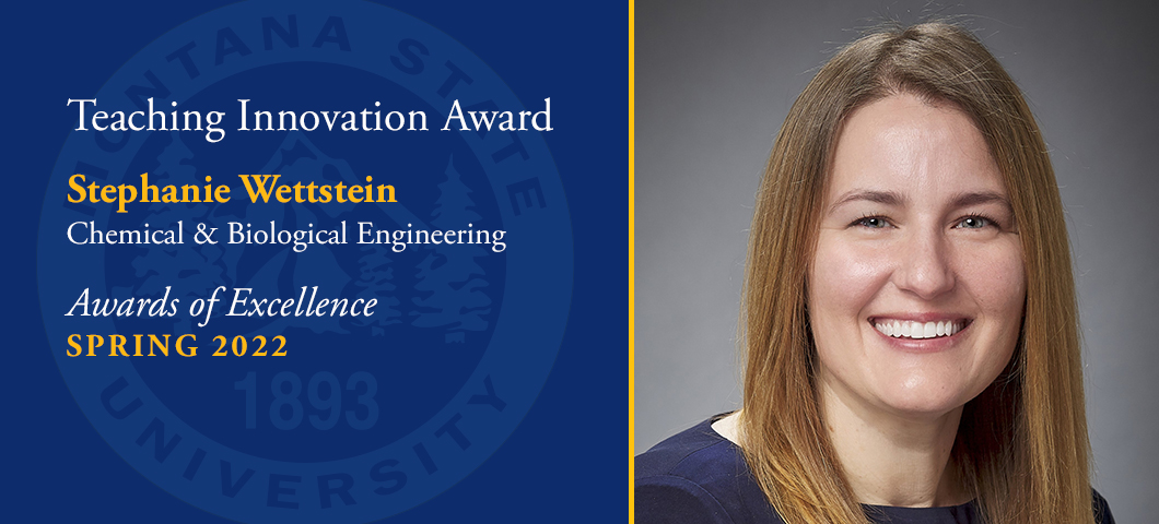 Teaching Innovation Award: Stephanie Wettstein, Spring Awards of Excellence, Academic Year 2021-22. Portrait of Stephanie Wettstein