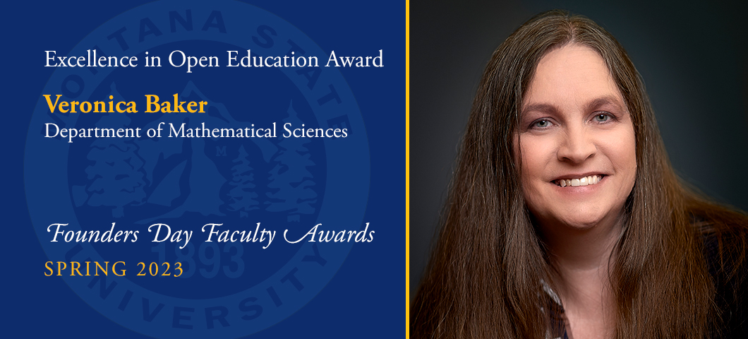Excellence in Open Education Award: Veronica Baker, Founders Day Faculty Awards, Academic Year 2022-23. Portrait of Veronica Baker.