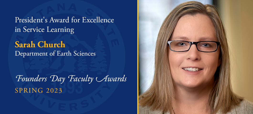 President's Award for Excellence in Service Learning: Sarah Church, Founders Day Faculty Awards, Academic Year 2022-23. Portrait of Sarah Church.