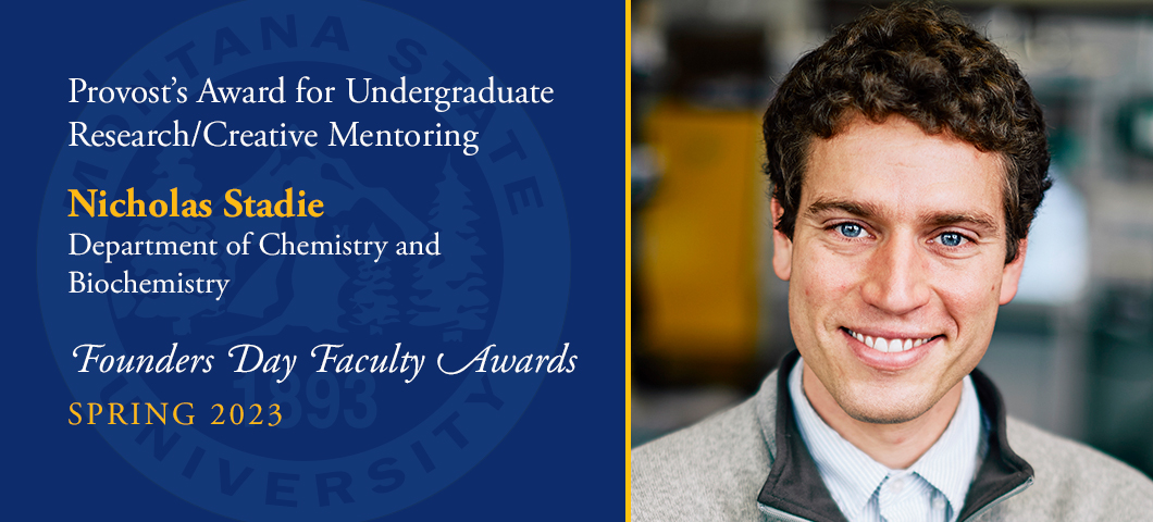 Provost's Award for Undergraduate Research/Creative Mentoring: Nicolas  Stadie, Founders Day Faculty Awards, Academic Year 2022-23. Portrait of Nicholas Stadie.