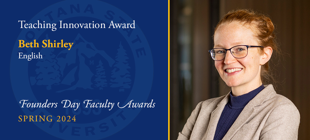 Teaching Innovation Award: Beth Shirley, Founders Day Faculty Awards, Academic Year 2023-24. Portrait of Beth Shirley.