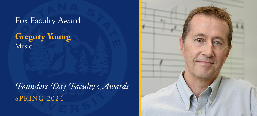 Fox Faculty Award for Accomplishments in Teaching, Research/Creative Activity: Gregory Young, Founders Day Faculty Awards, Academic Year 2023-24. Portrait of Gregory Young.
