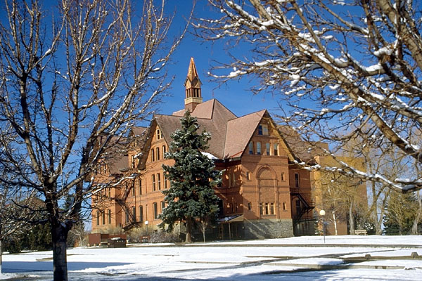 Montana Hall in the winter