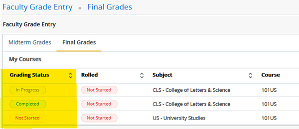 highlight grading status