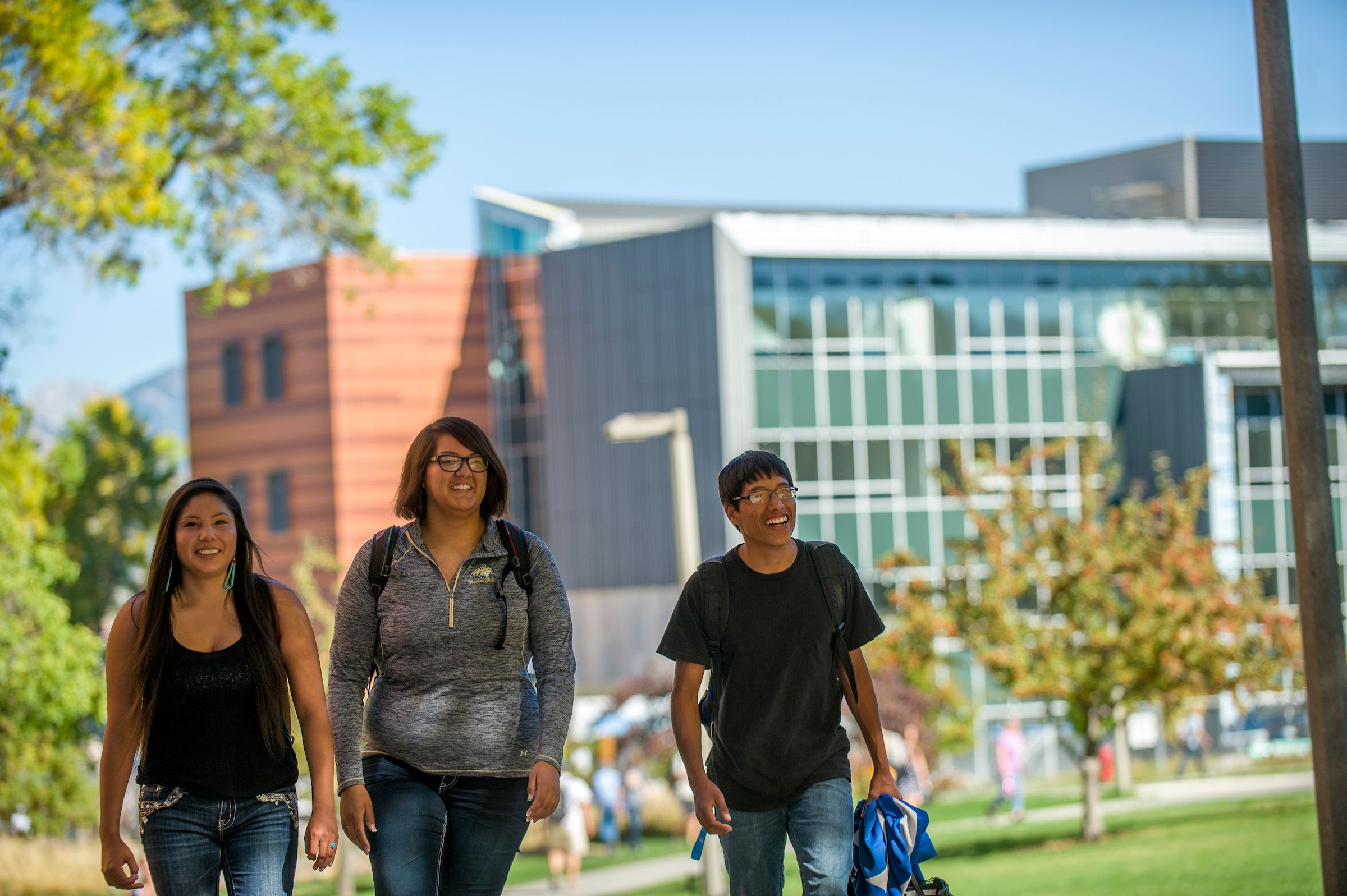 students walking on campus