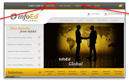 InfoEd homepage screenshot