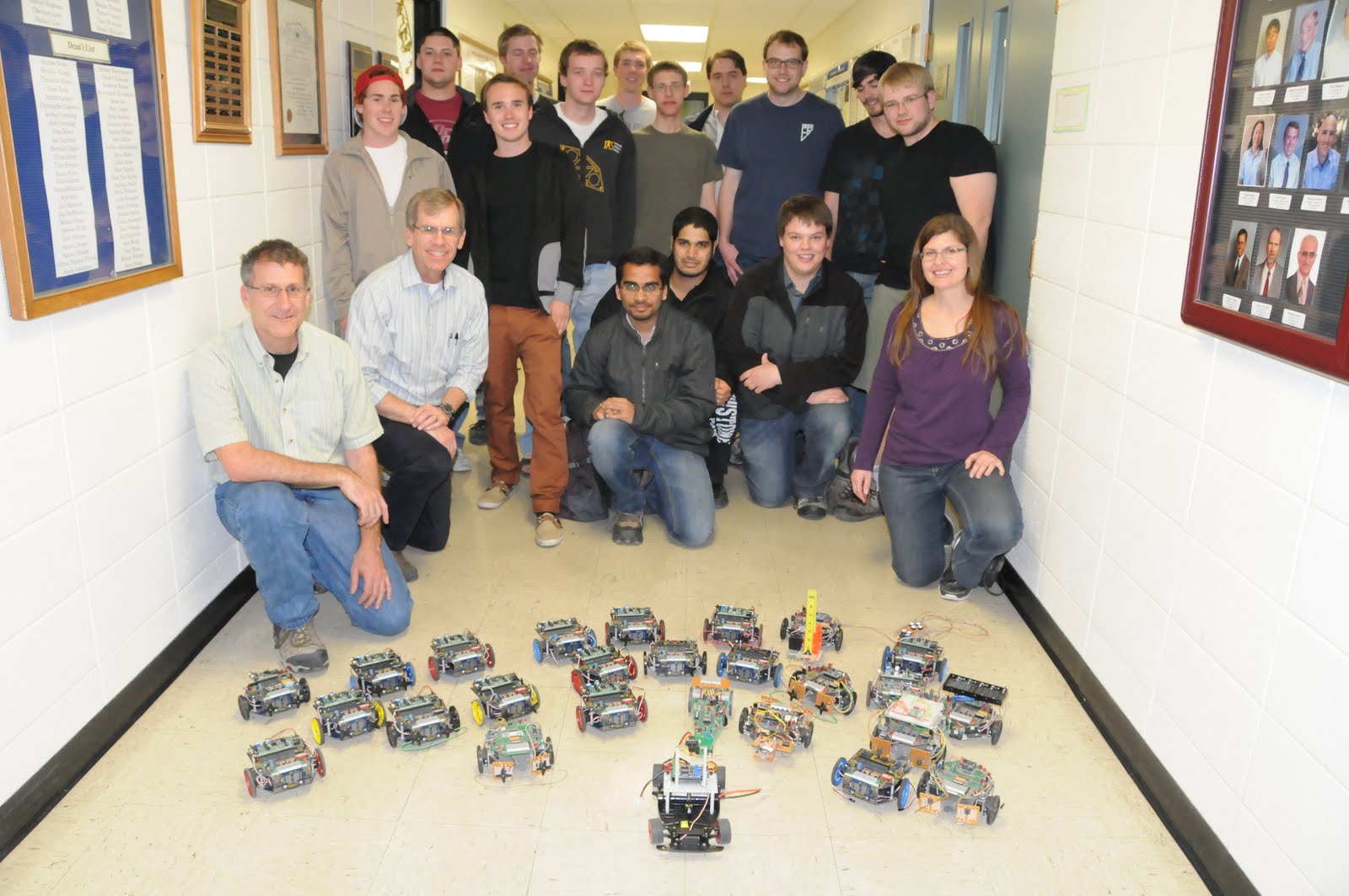 Former EELE 101 students at "robot reunion"