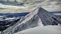 The Ridgeline to Saddle Peak, a heavily used lift-access backcountry area, Bridger Range, MT