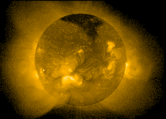 satellite image of solar flares