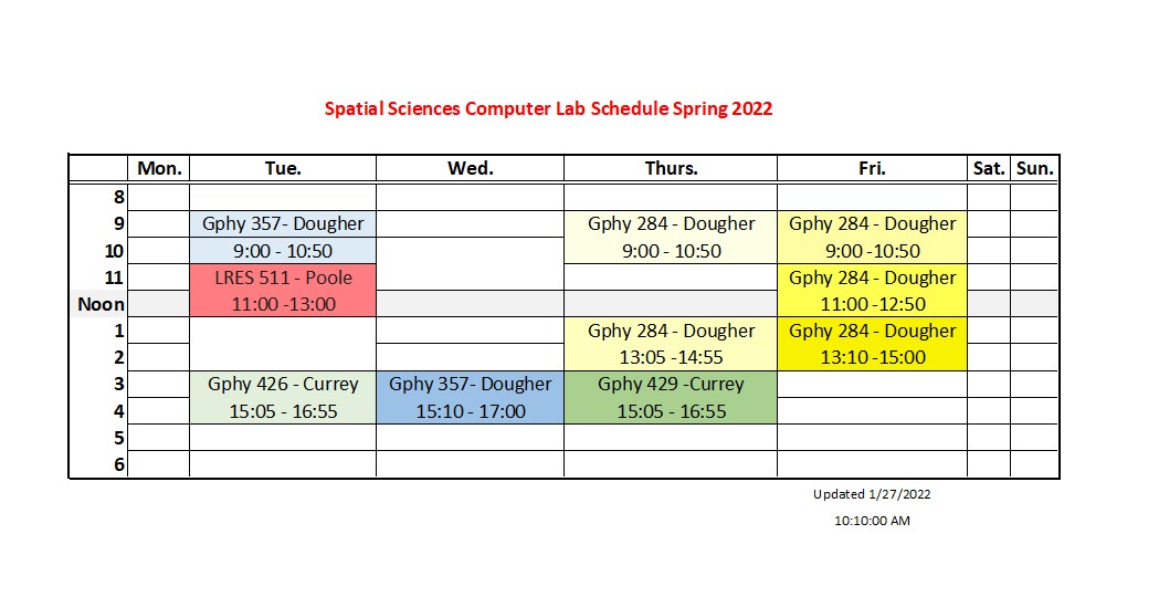 209 Leon SSC Computer Lab Schedule