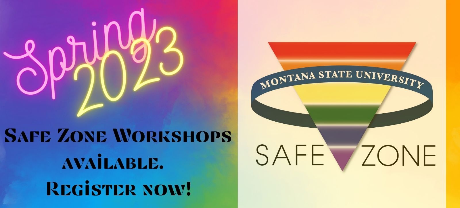 SafeZone logo and announcement that registration is open for Spring 2023