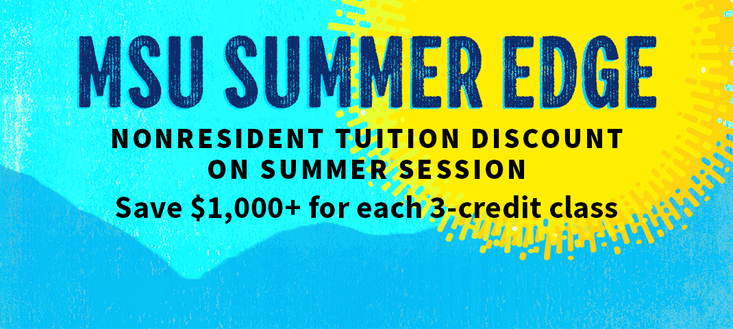 Graphic that reads: "Summer Edge: Nonresident tuition discount on Summer School."