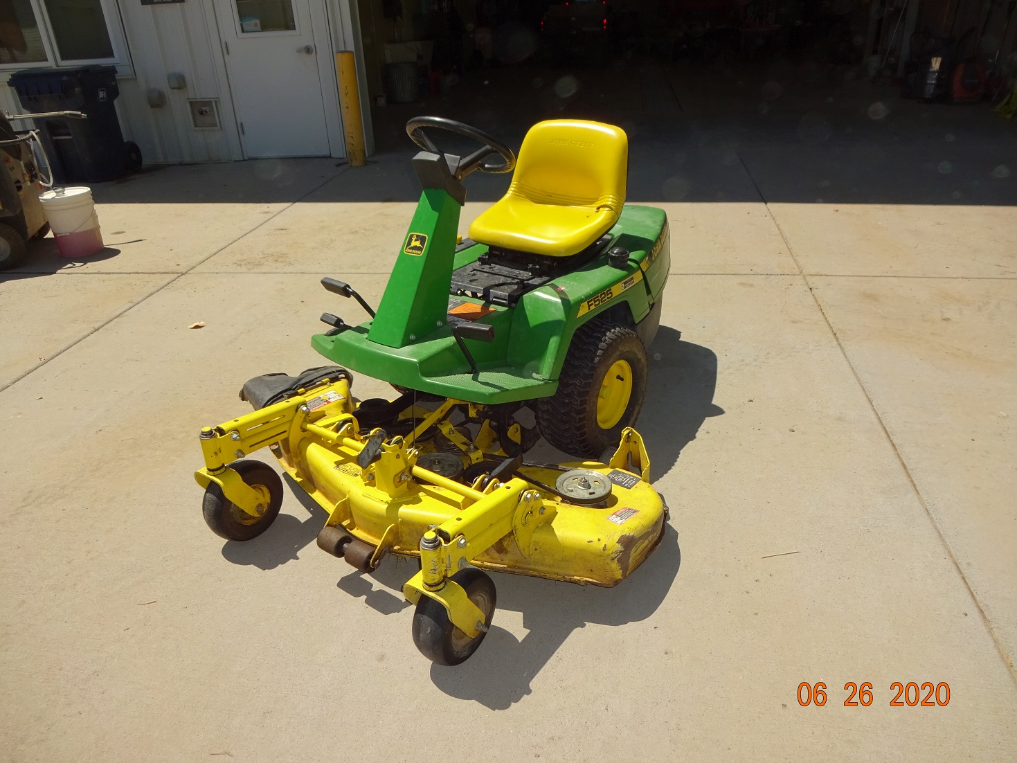 Front view of john deere mower