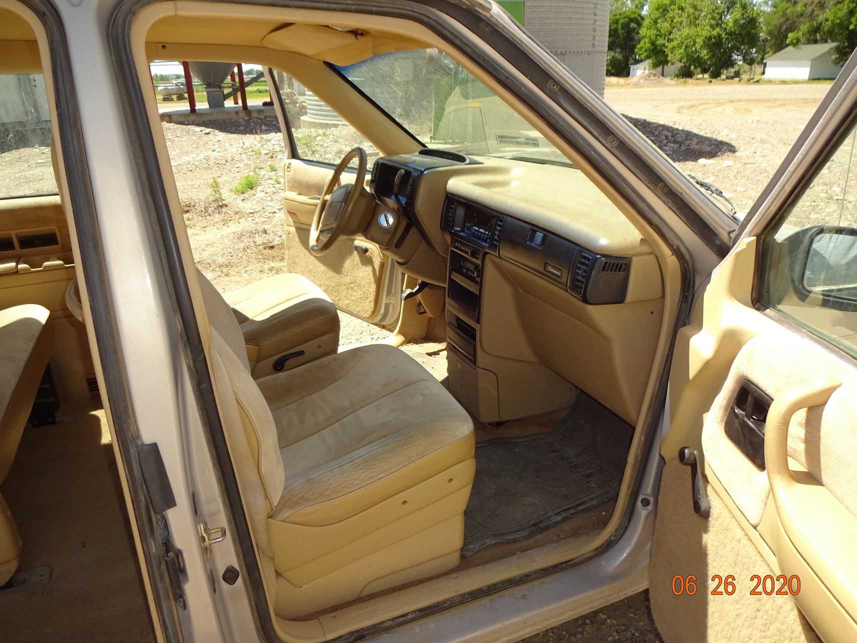 Interior of front seat of minivan