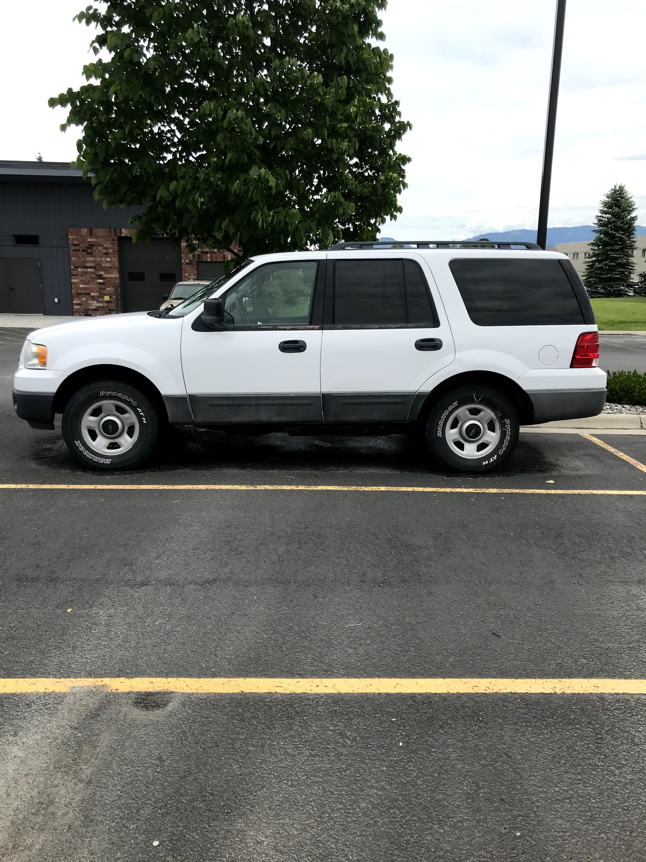 Side view of white ford expedition