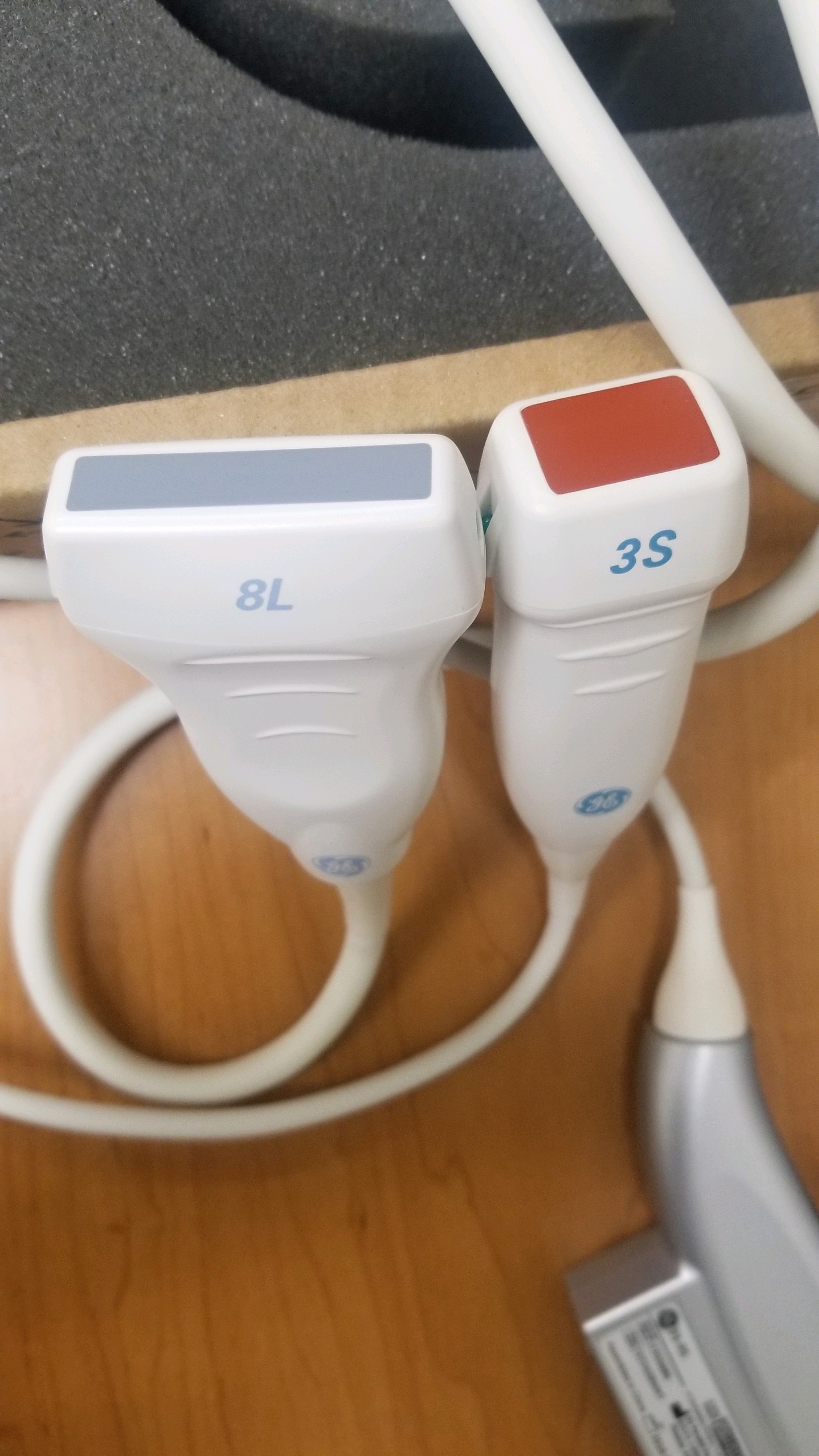 Two ultrasound probes with attached cords