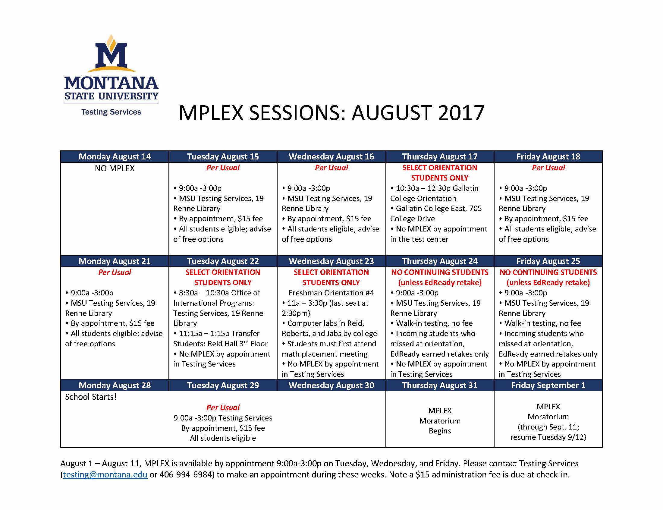 Mplex testing services montana state university