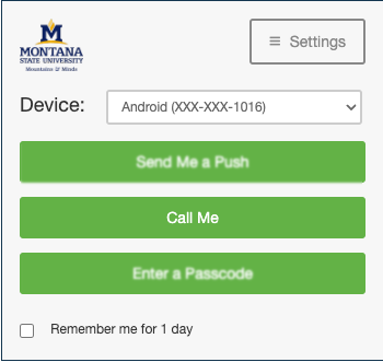 image of Duo authentication Call Me selection
