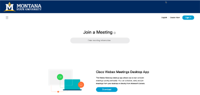 Image of Webex sign in page