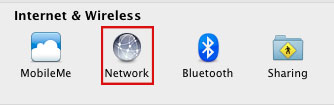 Screenshot showing opened system preferences window and blue globe network icon.