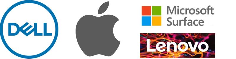 image of brands available Dell, Apple, Lenovo and Microsoft 