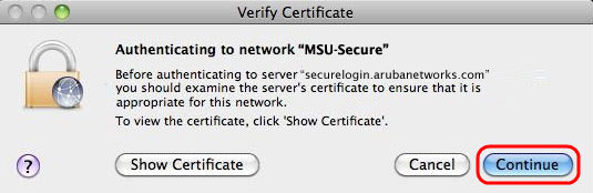 Verify Certificate window image