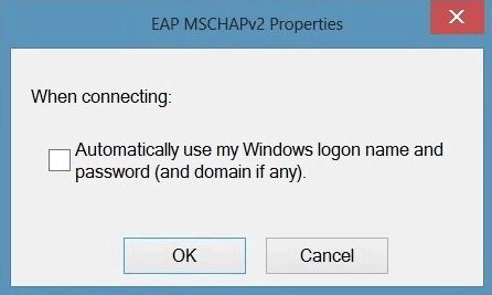 Screenshot of EAP MSCHAPv2 Properties
