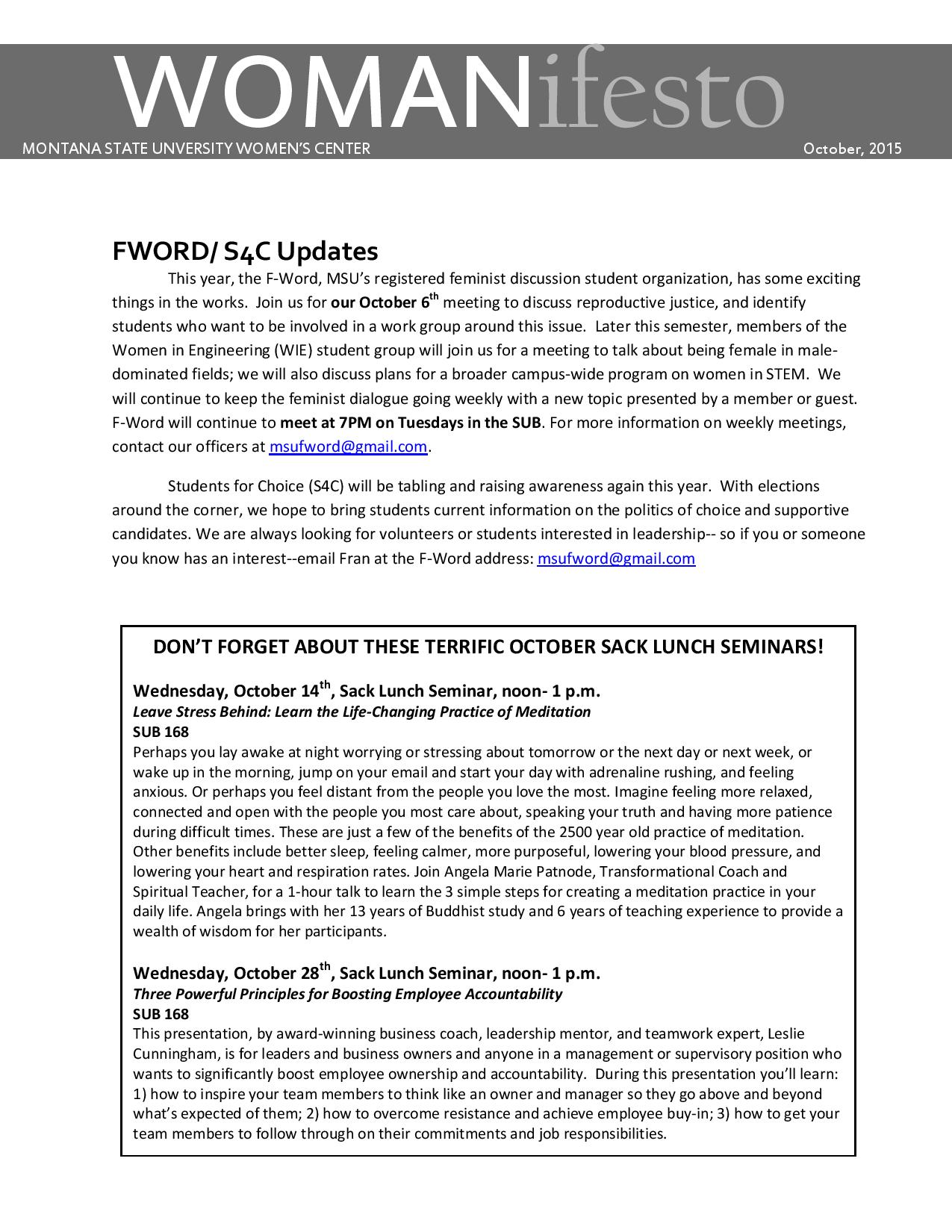 page 7 of newsletter. Contact women's center for word document copy.